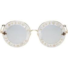 Gucci White Laveugle Par Amour Sunglasses 590 Liked On Polyvore Featuring Accessories Eyewear Sung Sunglasses Engraved Glasses Tortoise Shell Sunglasses