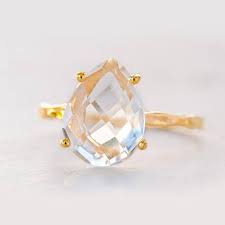 Clear Quartz Ring Stacking Ring Tear Drop Ring Prong Ring April Birthstone Crystal Quartz Gift For Mom Minimalist Chic Ring Rg Pp Quartz Engagement Ring Prong Set Ring Chic Rings
