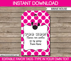 Edit the text to include the name of the person receiving your thanks, or add a grateful line or two of your own. Minnie Mouse Party Favor Tags Thank You Tags Birthday Party