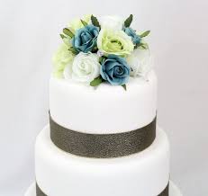 Wedding Cake Topper White Green Aqua Rose Silk By Ittopsthecake 35 00 Floral Cake Topper Wedding Cakes With Flowers Flower Cake Toppers