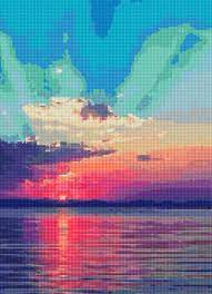 Only full stitches are used. Ocean Sunset Cross Stitch Pattern Pdf Instant Download Cross Stitch Landscape Cross Stitch Cross Stitch Patterns