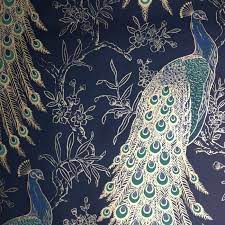 Metallic Peacock Wallpaper Navy I Rasch I Decorating Centre Online Peacock Wallpaper Wallpaper French Wallpaper
