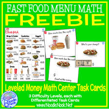 Practice reading items on a restaurant menu and answering the spending money worksheet questions. 10 Free Printable Math Centers Noodlenook Net
