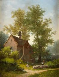 wilhelm brandenburg 1824 mulheim a d rh 1901 dusseldorf kapelle an der mosel morgen signiert ruckseite betitelt o landschaftsbau auktionshaus auktion