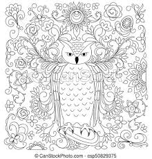 Die mandalas jetzt gratis downloaden und in der grundschule oder zu hause verwenden. Schwarze Und Weisse Blumeneule Fur Die Erwachsenenfarbe Farbseite Mit Hand Gezeichneten Eule Unter Blumenmuster Fur Kinder Canstock