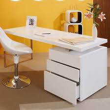 Embellishments like architectural moldings, specialty edges and arches, and textured materials and hardware can help to enhance the design of your home office with a modern, industrial, or more traditional style. White Office Desk With Storage Designer Retro Gloss Modern Glass