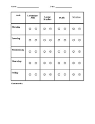 Behavior Chart Weekly One Goal