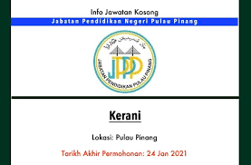 Logo jpn pulau pinang ini disediakan untuk kegunaan jabatan agensi di bawah kpm, pejabat pendidikan daerah, sekolah serta syarikat korporat, ngo dan agensi kerajaan yang telah mendapat kelulusan daripada unit komunikasi korporat (ukk) kpm. Info Jawatan Kosong Terkini Jabatan Pendidikan Negeri Pulau Pinang Jawatan Kosong Terkini
