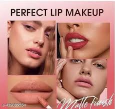 Matte finish 4-in-1 matte finish liquid lipstick (8 unique shade small  lipstick set)A pair of colors: red and nud. Combo Pack