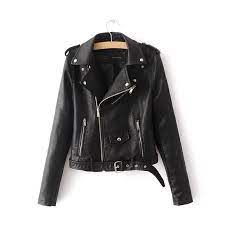 Women Black Brando Belted Leather Jacket With Shoulder Epaulettes Leather Jackets Women Faux Leather Moto Jacket Pu Leather Jacket