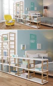 Room Divider Shelf Oak Combined With White Shelves Shelvesfarmhouse Shelvesfloating Shelvesinbedr Room Divider Shelves Basement Living Rooms Shelves