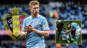 After city published news of de bruyne's injury, the player was pictured wearing a brace around his knee and walking with the aid of crutches at the premiere of an amazon documentary series that follows the club throughout last. Belgien Atmet Auf Kevin De Bruyne Muss Nicht Operiert Werden Ausfall Zum Em Start Sportbuzzer De