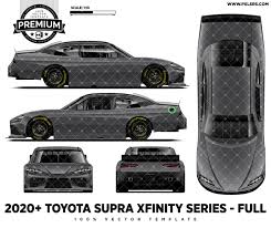 All stock cars are required to run naturally aspirated, pushrod v8 supra's return in production form is huge news, but now we're also going to see this iconic sports car return to american motorsport. 2020 21 Toyota Supra Nascar Xfinity Series Full Premium Vector Template Pixelsaurus
