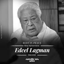 Albay 1st district Representative and Liberal Party President Edcel Lagman  has passed away, his daughter Tabaco City Mayor Krisel Lagman announces in  a statement.
