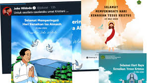Sama halnya seperti paskah dan natal, pada perayaan kenaikan yesus kristus ke surga, umat kristiani juga saling bertukar untuk memberikan ucapan. Ucapan Presiden Selamat Hari Kenaikan Isa Almasih Sama Opini Indonesia Seword
