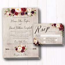 Burgundy Wedding Invitation Wine Floral Suite Rustic Wedding Invitations Rustic Fall Burgundy Wedding Invitations Wedding Invitations Rustic