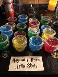 Hogwarts House Color Jell O Shots Harry Potter Halloween Party Halloweenjellos In 2020 Harry Potter Bachelorette Harry Potter Halloween Party Harry Potter Halloween