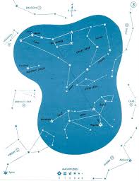 1966 Constellation Map Star Chart Original Vintage Sky Map