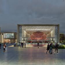 The six pillars that represent the. Tabanlioglu Architects Ataturk Cultural Center