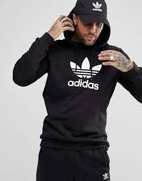 Black And White Adidas Hoodie Adidas Adicolor Hoodie With Trefoil Logo In Black Cw1240 Adidas Outfit Men Mens Sweatshirts Hoodie Adidas Outfit