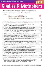 Free Simile And Metaphor Practice Similes And Metaphors Simile Writing Metaphors