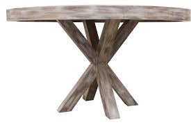 This round dining table rests on a structural pedestal base. Arden Dining Table In Weathered Oak Wood Mortise Tenon