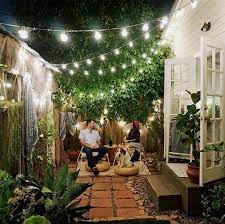Romantic Backyard Set Up With Lights Backyard Backyard Patio Patio