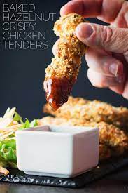 Hazelnut Crispy Chicken Tenders With Spicy Dipping Sauce Recipe Recipes Chicken Recipes Delicious Appetizer Recipes