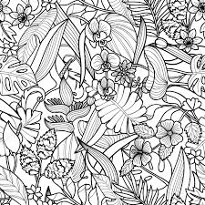 Get creative with the print and paste tropical flower crafts or keep it simple with the coloring pages. Tropical Flowers And Plants Seamless Pattern Floral Square Wallpaper On White Background For Greeting Cards Coloring Pages Royalty Free Cliparts Vectors And Stock Illustration Image 92999168