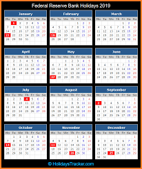 For holidays falling on sunday, all federal reserve offices will be closed the following monday. Federal Reserve Bank Us Holidays 2019 Holidays Tracker