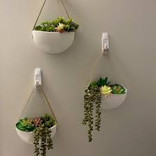 Shop indoor and outdoor plant holders such as hanging pots, rail planters and more. White Wisfor Ceramic Hanging Planter Set Of 3 Wall Planters Modern Flower Plant Pots For Indoor Succulent Herb Air Plant Live Or Faux Plants Home Office Decor Plant Containers Accessories Drsuneettayal