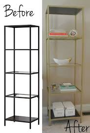 Olive Lane Ikea Vittsjo Shelving Unit Hack Gold Spray Paint Bookcase Etagere Diy Ikea Vittsjo Shelving Unit Ikea Shelving Unit