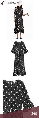 H M Black White Flounced Ruffle Polka Dot Dress Polka Dot Dress Dresses Hm Dress