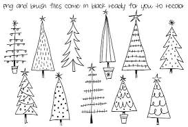 Black And White Christmas Trees Clipart Doodle Noel Arbres Clipart Numerique Photoshop Cs4 Fichiers Pinceaux Et Tampons En Couches Telechargement Instantane Usage Commercial Personnel Limited Christmas Tree Drawing Christmas Tree Clipart Christmas Doodles