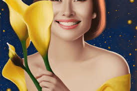 Adorable Happy Latina Woman Holding Calla Lilies and Wearing a · Creative  Fabrica