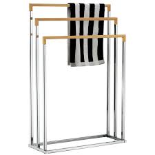 Find great deals on ebay for bathroom towel stand. Amazon Com Mygift Freestanding Chrome Plated 3 Tier Bamboo Towel Bar Bathroom Towel Rack Home Kitchen