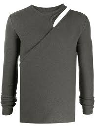 Alexander mcqueen crewneck pullover crafted in a wool and cashmere blend yarn characterized by a cable pattern and yarn in a shaded contrast color. Rick Owens Banana Ziggy Knitted Jumper Grey Milanstyle Com