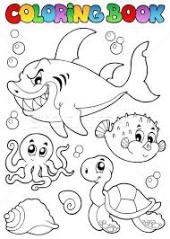 Desenatul , coloratul dezvolta creativitatea si inteligenta artistica a copilului! Coloring Book Various Sea Animals 1 Vector Illustration C Clairev 1680342 Stockfresh