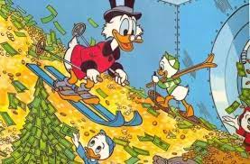 Scrooge mcduck swimming in money bin. Approx How Much Money Is In Scrooge Mcduck S Vault Quora