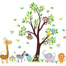 Jungle Animal Wall Decals Nursery Wall Decals Safari Themed Nursery Decor Baby Room Furniture Baby Shower Gift Reusable Decals Baby Boys Baby Girls Baby Stuff Kids Room Walmart Com