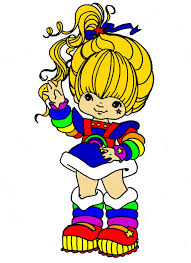 This brite dress is designed with a white with pastel rainbow colored blue, yellow and pink stripes on her puffy sleeves, mesh skirt and top with pink jeweled buttons and bright fiber optic twinkle lights within her skirt. How To Create A Rainbow Brite Costume An Easy Diy