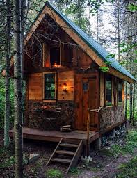 Tiny Cabin In The Woods Not All That Different Than What I Once Built Mine Was Less Finished But Had More Passive Tiny Cabins Tiny House Cabin Little Cabin