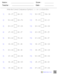 Greater Than Less Than Worksheets Math Aids Com