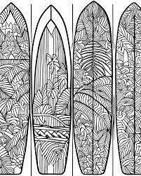 Coloriage pour planches de surf tropicales · Creative Fabrica