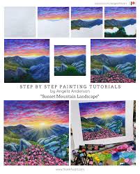 Angela Anderson Art Blog Sunset Mountain Landscape Acrylic Painting Tutorial Free On Youtube By Angela Anderson Learn how to paint a sunset over the mountains in the forest, in this, step by step, acrylic painting tutorial with artist ashley krieger.
