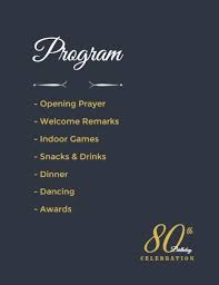 Template birthday party program template. Online 80th Birthday Dinner Program Template Fotor Design Maker
