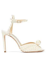 Jimmy Choo Sacora 100 Faux Pearl Embellished Satin Sandals