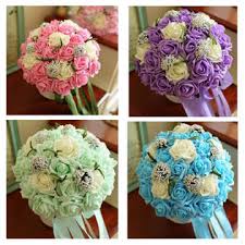 Wedding bouquets pink and white. Kylin Express Lovely Artificial Flowers Korean Style Bridal Wedding Bouquet Pink White