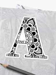 Mandala Letter A Sticker Mandala Design Pattern Easy Mandala Drawing Monogram Art