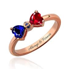 Personalized Birthstones Bow Ring Best Gift For Her Engraved Rings